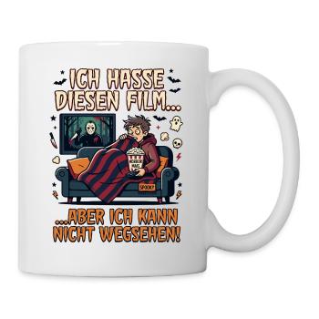 Horror Film Humor Kann Nicht Wegsehen - Tasse - Weiß - Rechts