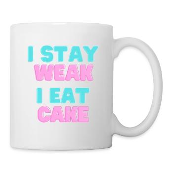 JE RESTE FAIBLE JE MANGE DU GÂTEAU - Devise du gâteau - Mug blanc - blanc - Droite