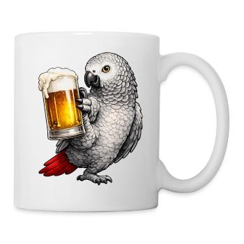 Graupapagei Bier - Tasse - Weiß - Rechts