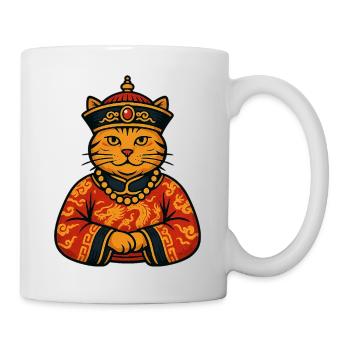 Chinese Emperor Cat Dragon Robe Illustratio - Mug - white - Right