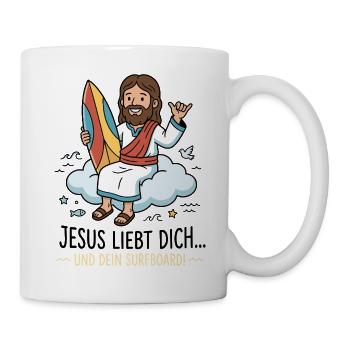 Jesus liebt dich Surf Humor - Tasse - Weiß - Rechts