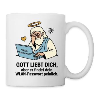 Gott liebt dich WLAN Humor - Tasse - Weiß - Rechts