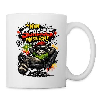 Nen Scheiss muss ich Lustiger Waschbär Spruch  - Tasse - Weiß - Rechts