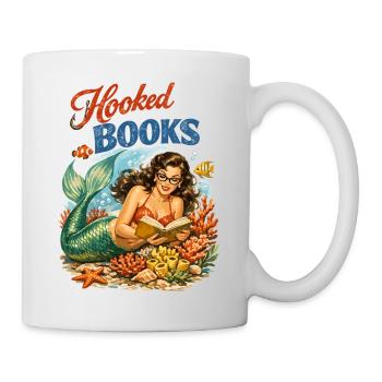 Sirène rétro : Accro aux livres Design de pin-up - Mug blanc - blanc - Droite