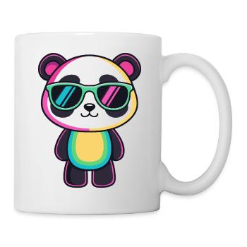 Panda arc ciel lunettes soleil - Mug blanc - blanc - Droite