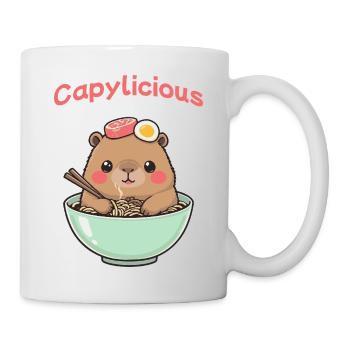 Capybara Ramen Pink – Kawaii Cute Food Shirt - Mug - white - Right