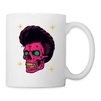 Totenkopf mit Grills an den Zähnen – T-Shirt-Design. - Tasse - Weiß - Rechts