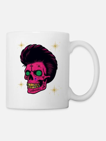 Totenkopf mit Grills an den Zähnen – T-Shirt-Design. - Tasse - Weiß