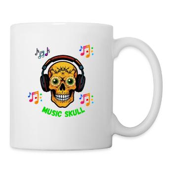 Musik-Totenkopf-T-Shirt-Design. - Tasse - Weiß - Rechts