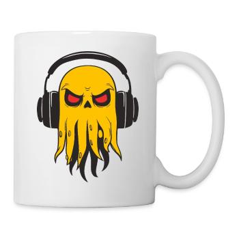 Gelber Tentakel mit Kopfhörern - Tasse - Weiß - Rechts