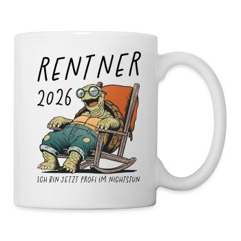Relaxte Schildkröte im Loungesessel Rentner 2026 - Tasse - Weiß - Rechts