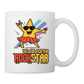 Sei ein echter Rock-Star Lustiges Stern Shirt - Tasse - Weiß - Rechts