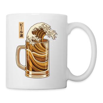 Bier Welle Shirt Japan Style Beer Wave Retro  - Tasse - Weiß - Rechts
