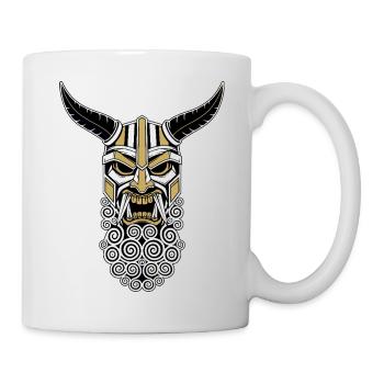 Masque Viking Guerrier Or et Blanc Totem Nordique - Mug blanc - blanc - Droite
