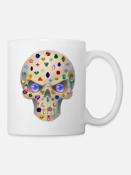 Gemstones Skull T-Shirt-Design. - Tasse - Weiß