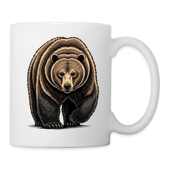 Illustration d’art au trait de Bear Watcher - Mug blanc - blanc - Droite