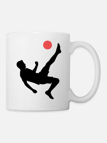 Dynamischer Fallrückzieher Fußball - Tasse - Weiß