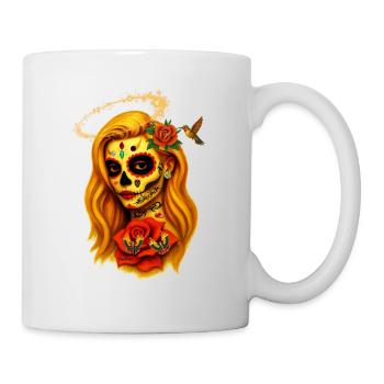 Female skull face with halo t-shirt design. - Mug - white - Right