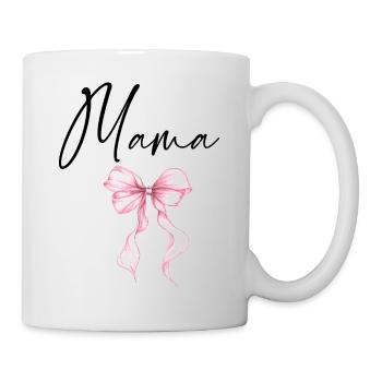 Mama Design mit Rosa Schleife – Süßes Mama Motiv - Tasse - Weiß - Rechts