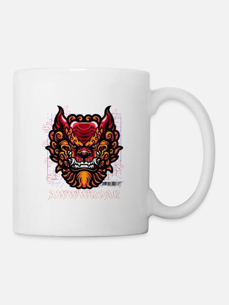 Neon Dragon Portrait Fire - Mug - white