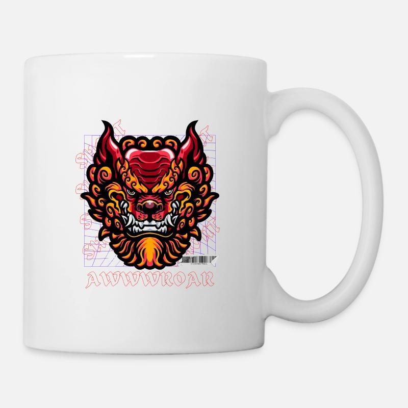 Neon-Drachen-Porträtfeuer - Tasse - Weiß
