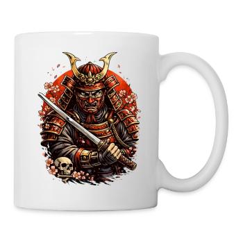 Samurai with cherry blossoms and skull - Mug - white - Right
