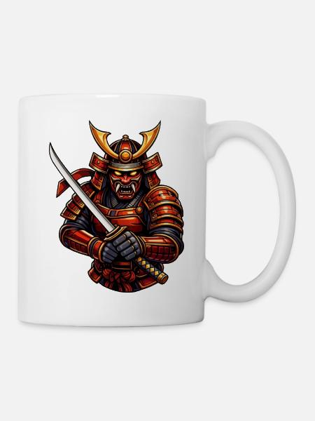 Kampfkunst-Samurai mit Schwert - Tasse - Weiß
