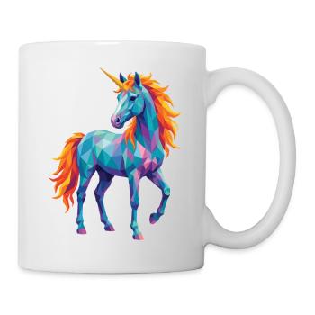 Geometrisches Einhorn Farbenfrohe Fantasy-Pop Art - Tasse - Weiß - Rechts