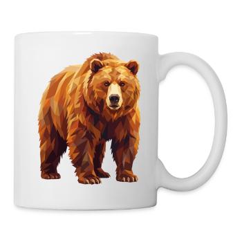 Geometrische Grizzlybär-Low-Poly-Kunst - Tasse - Weiß - Rechts