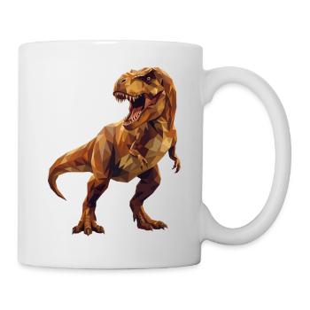 Geometric T-Rex Dinosaur Low Poly Earth Tones - Mug - white - Right