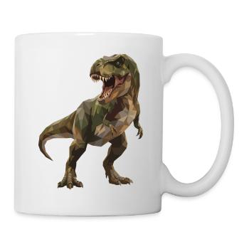 Geometrischer grüner T-Rex Low Poly Tarnmuster - Tasse - Weiß - Rechts