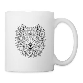 Kunst der Sacred Wolf Geometrie - Tasse - Weiß - Rechts