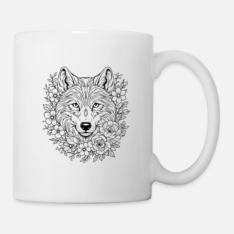 Kunst der Sacred Wolf Geometrie - Tasse - Weiß