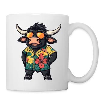 Stier Comic Urlaub - Tasse - Weiß - Rechts