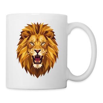 Geometrischer Brüllender Löwenkopf Low Poly Kunst - Tasse - Weiß - Rechts