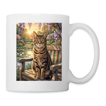 Tigerkette im ruhigen Blaubaumgarten - Tasse - Weiß - Rechts