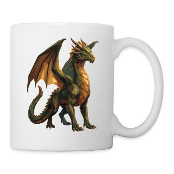 Geometrische Low Poly Green Dragon Art - Tasse - Weiß - Rechts