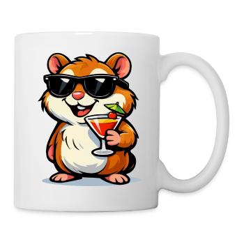Cooler Hamster mit Cocktail und Sonnenbrille - Tasse - Weiß - Rechts