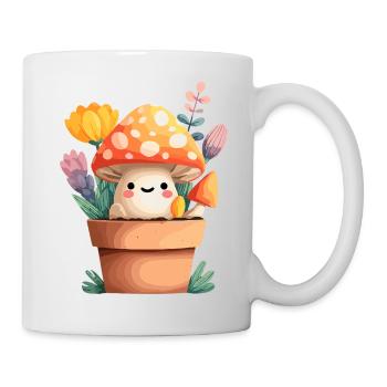 Petit ami champignon dans un pot de fleurs - Mug blanc - blanc - Droite