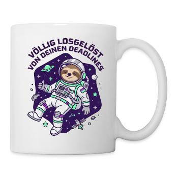 Astronaut Faultier Deadline Weltraum Design - Tasse - Weiß - Rechts