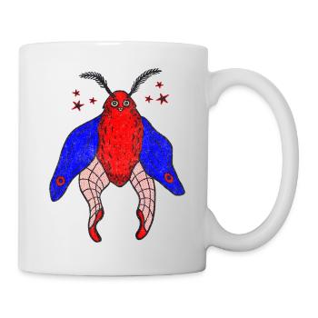 Papillon rouge aux ailes bleues - Mug blanc - blanc - Droite