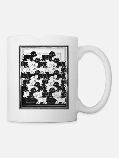 Dackelwelpen im monochromen Muster - Tasse - Weiß