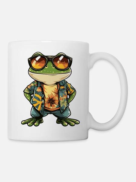 Frosch Comic Urlaub - Tasse - Weiß