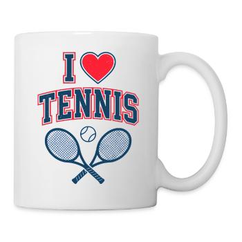 I Love Tennis Shirt, Cool Tennis Fan Style - Mug - white - Right