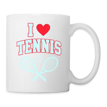 I Love Tennis Shirt, Cool Tennis Fan Style - Mug - white - Right