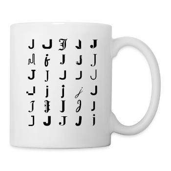 Typography J monogram letter mosaic design - Mug - white - Right