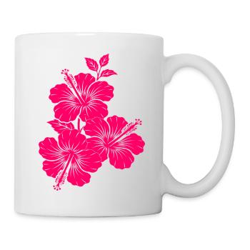 Fuchsiarosa Hibiskusblüten - Tasse - Weiß - Rechts