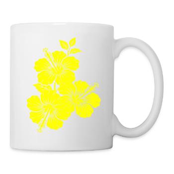 Yellow Hibiscus Triple Flower Silhouette - Mug - white - Right