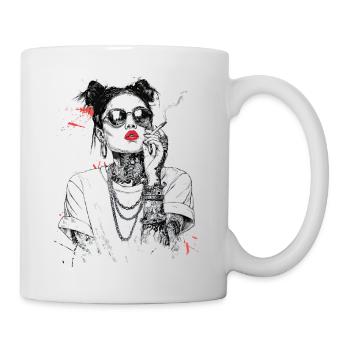 Girl Noir Queen with Red Lips - Mug - white - Right