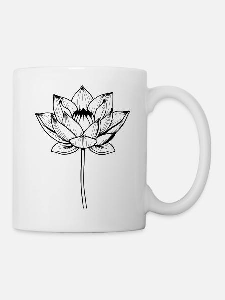 Lotus Lotusblüte schwarz Blume - Tasse - Weiß